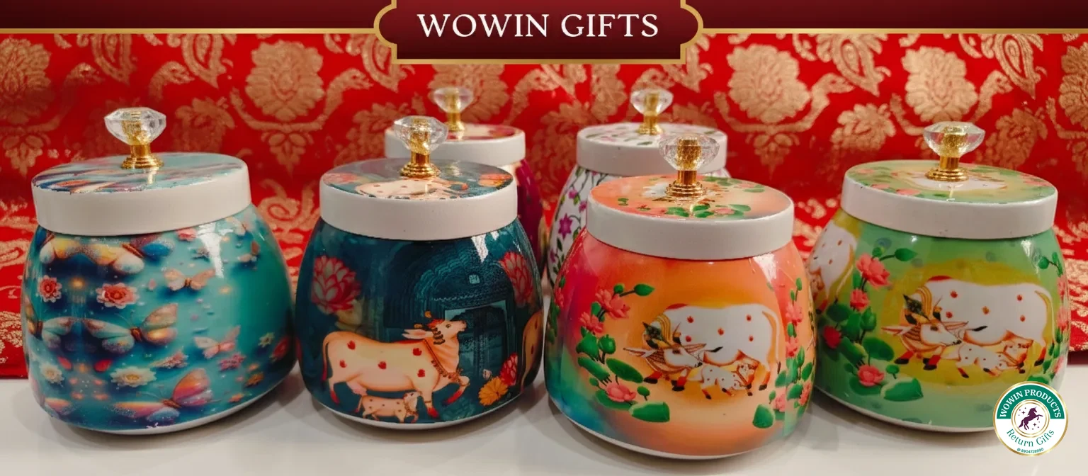 Custom art print return gift jar